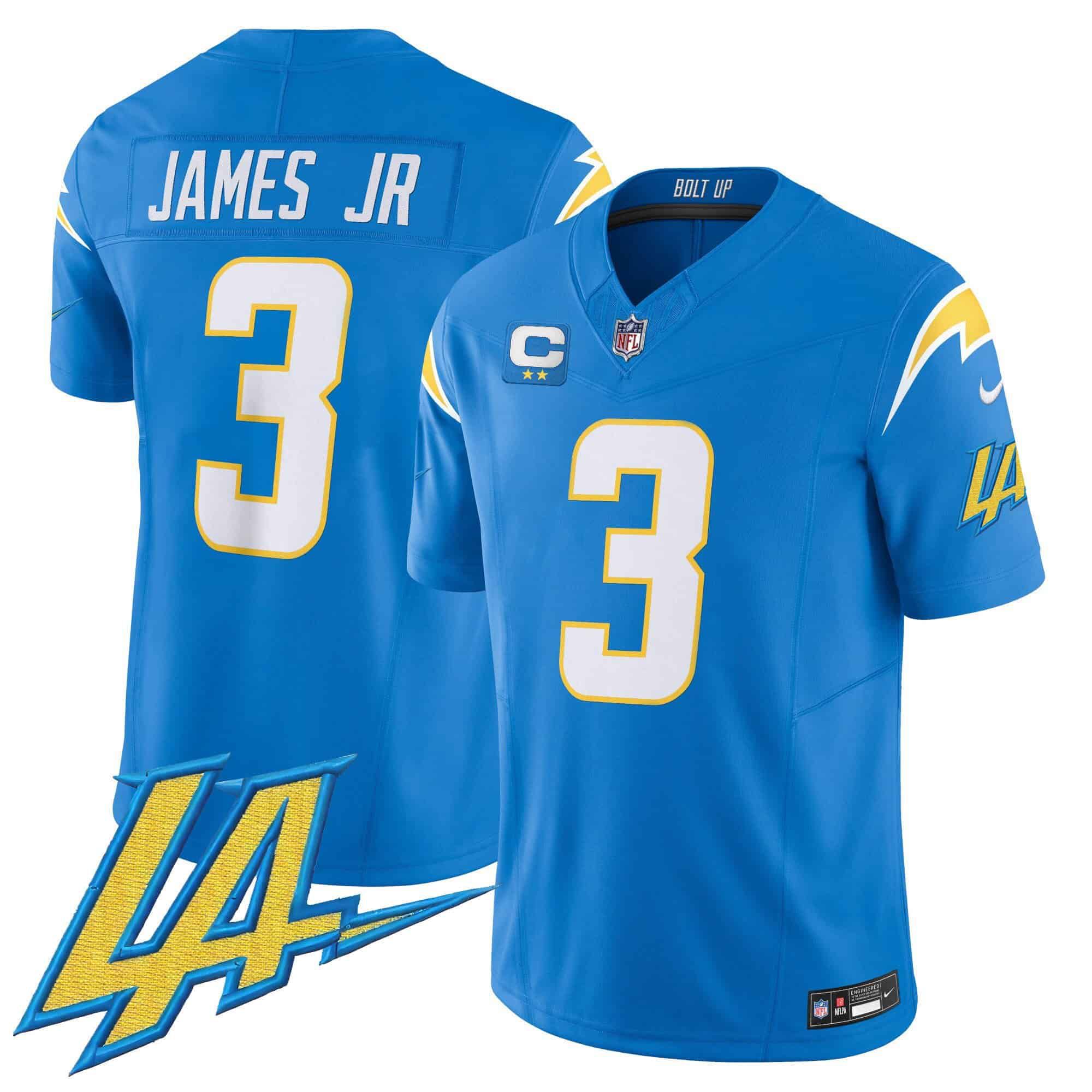 Men Los Angeles Chargers 3 James jr Light Blue 2024 Nike Vapor Limited NFL Jersey style 1
